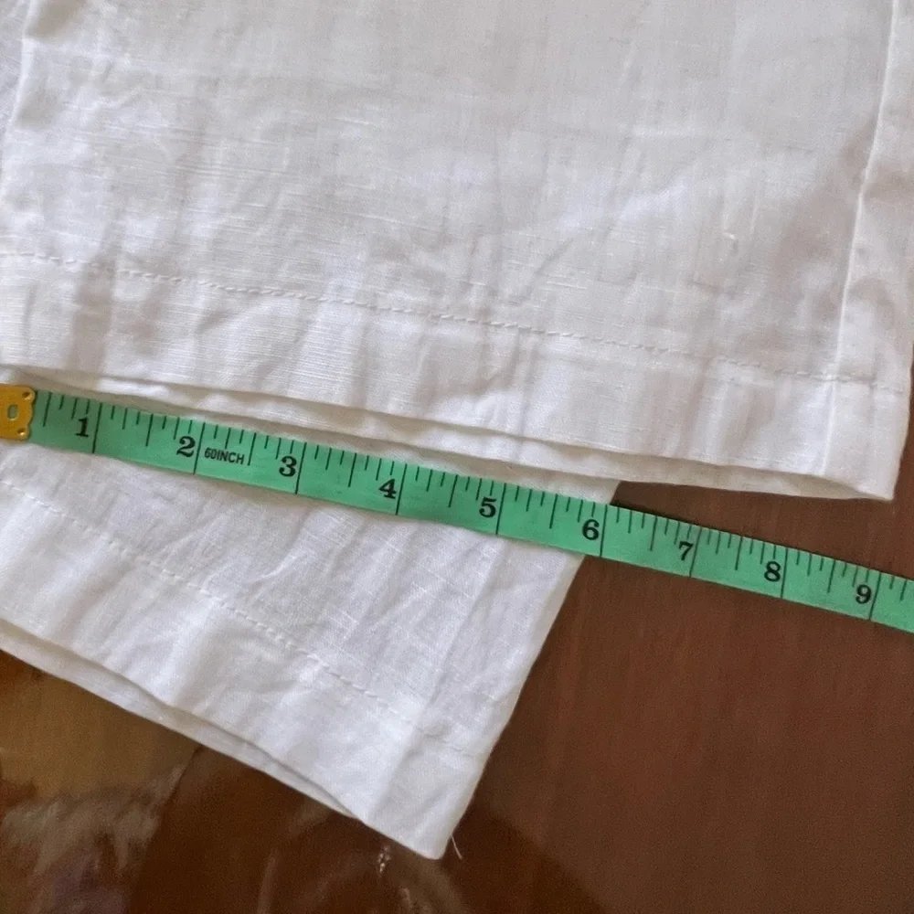 Blue Island Crisp SZ S Semi-Sheer White Linen Trousers.